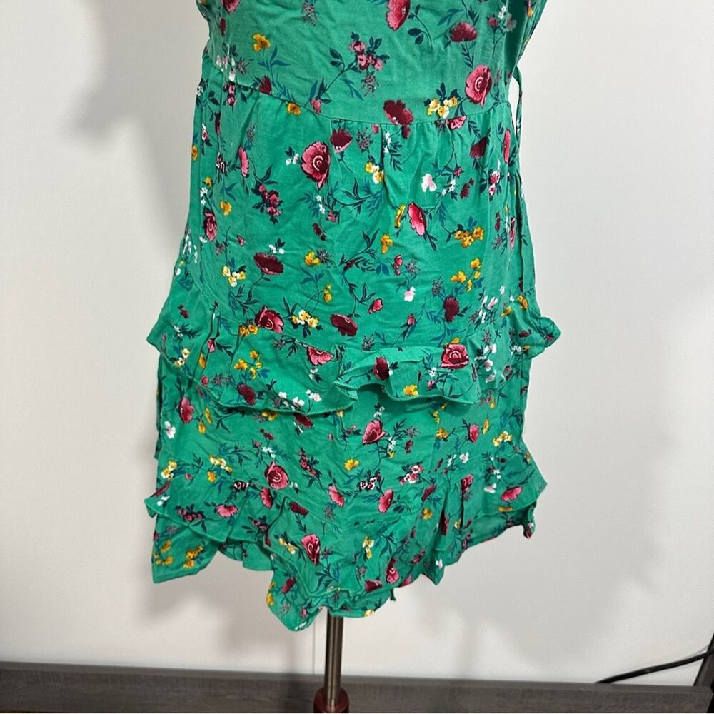 Lottie & Holly S Green Floral Tiered Mini Dress Tropical Resort Coquette - Picture 6 of 14